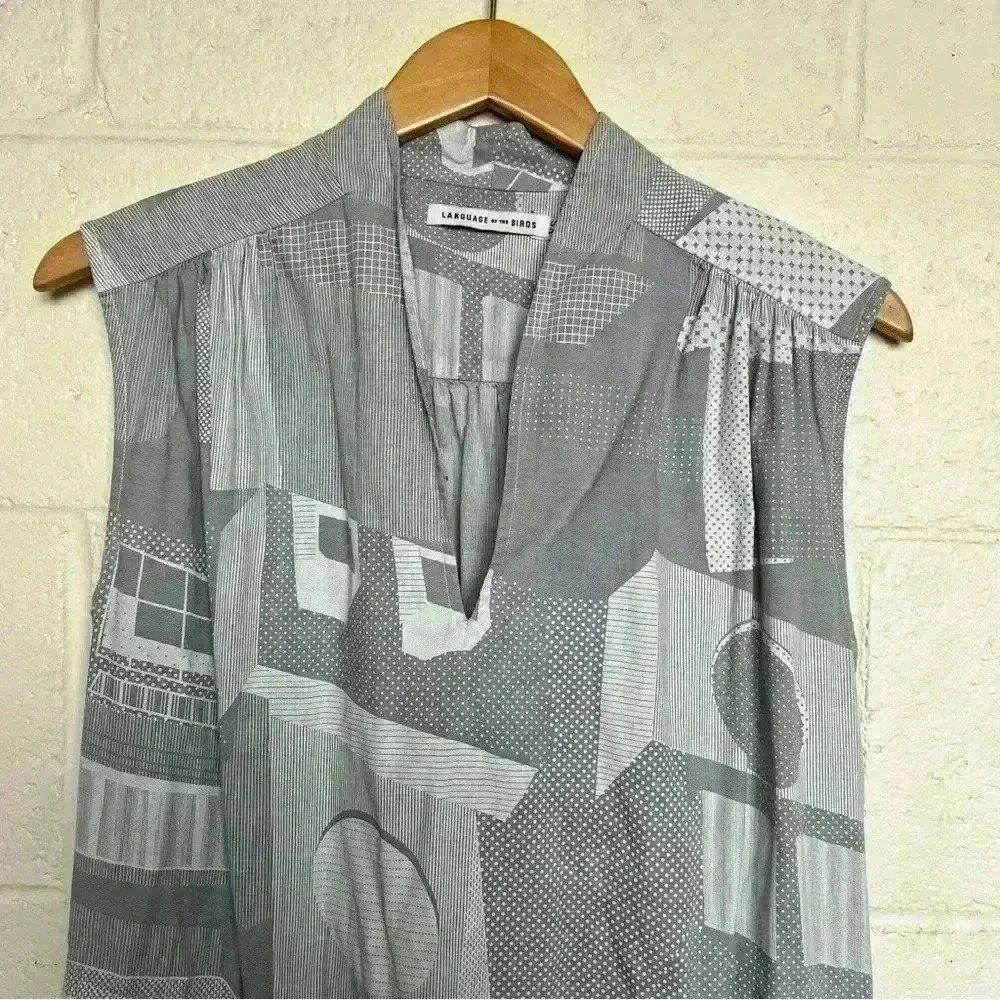 Language Of The Birds Cotton V-Neck Dress-Extra Small - Picture 3 of 7